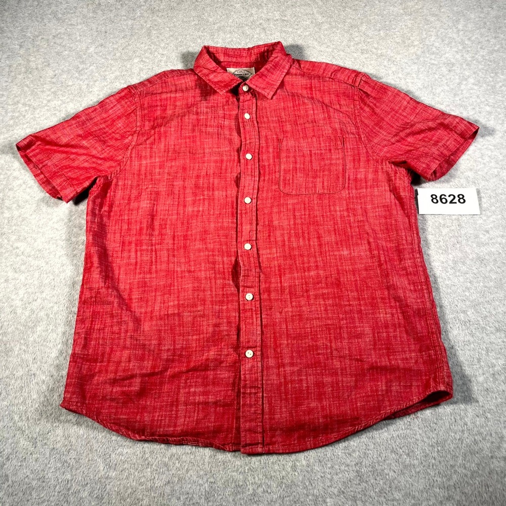 St John's Bay Shirt Mens Large Red Cotton Classic Fit Collared Button Up Casual